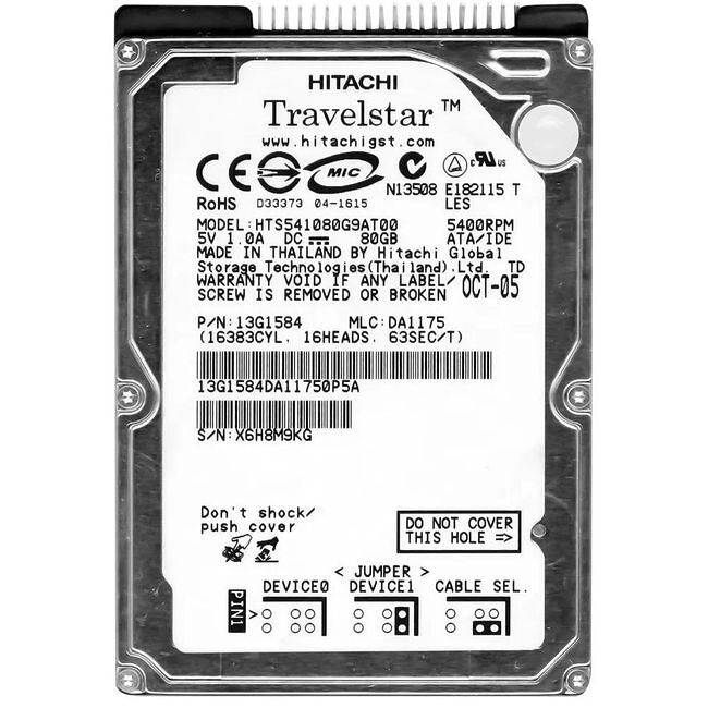 Hitachi HTS541080G9AT00 Hard Drive - 80 GB - 8 MB - Notebook - 2.5